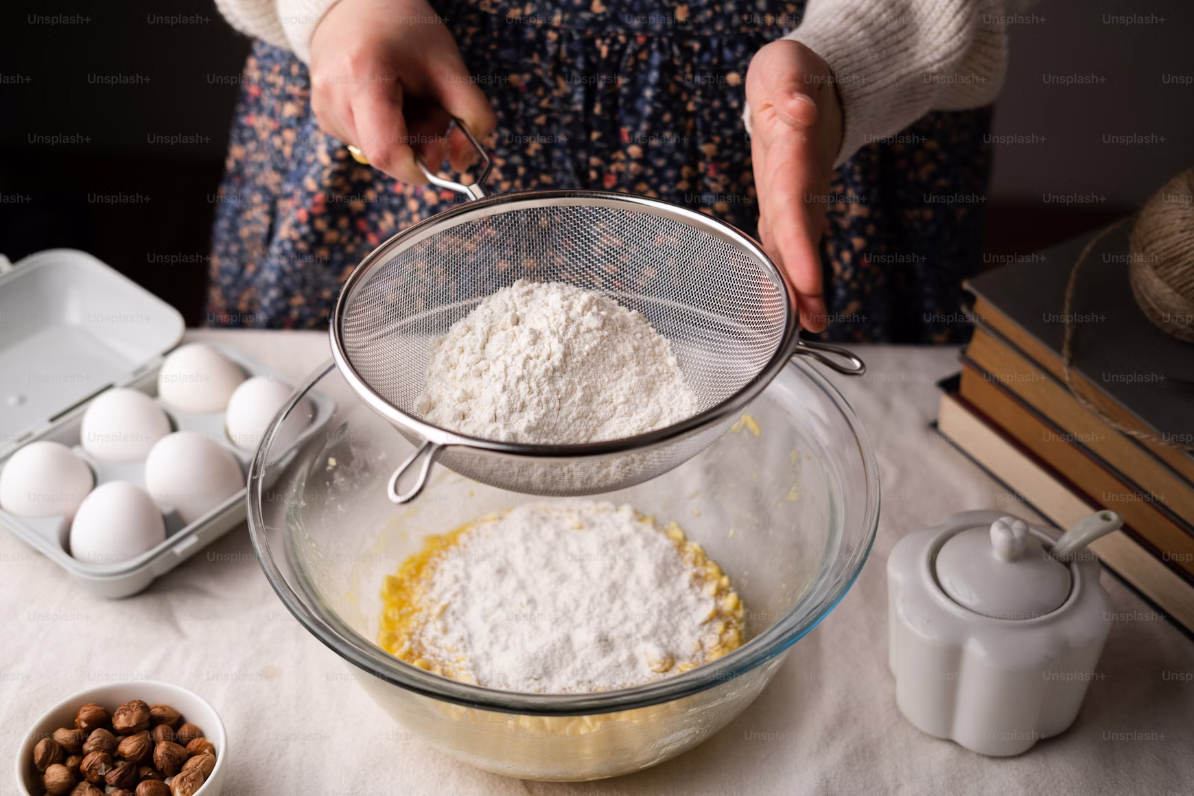 High-quality eggs, sugar, and butter for baking